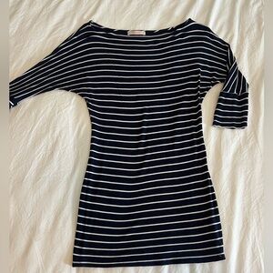 Navy and white striped dress